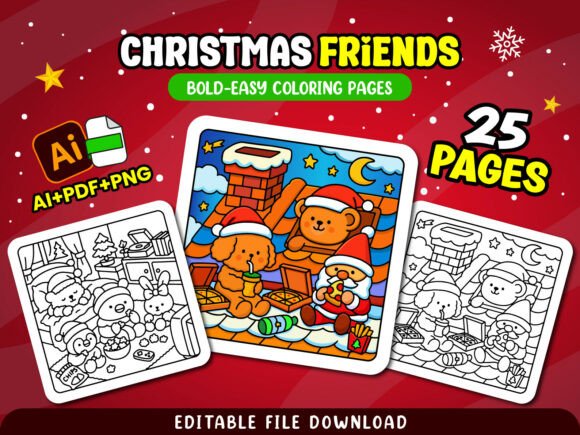 Download Christmas Friends Fluffy Coloring Pages - Coloring Collection