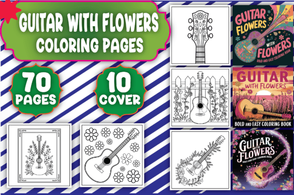 Download 70 Guitar with Flowers Coloring Pages - Coloring Collection