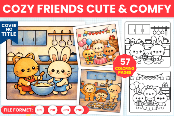 Download Cozy Friends Cute &amp; Comfy Coloring Pages - Coloring Collection