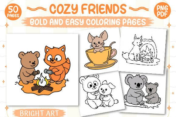 Download Bold and Easy Cozy Friends Coloring Book - K Collection