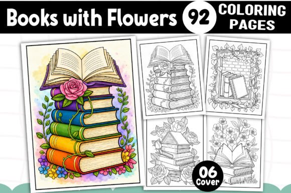Download Books with Flowers Coloring Pages - K Collection