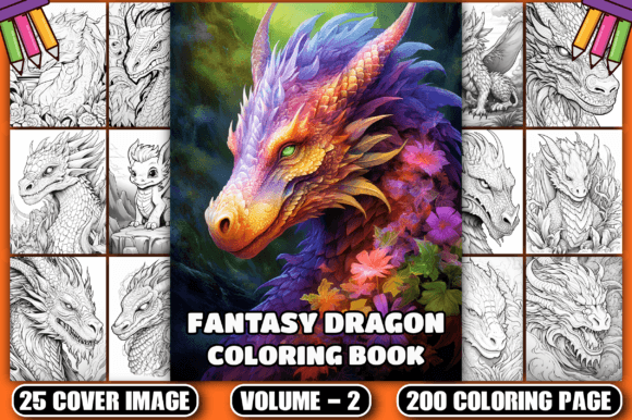 Download 200 Fantasy Dragon Coloring Pages Vol-2 - Coloring Collection