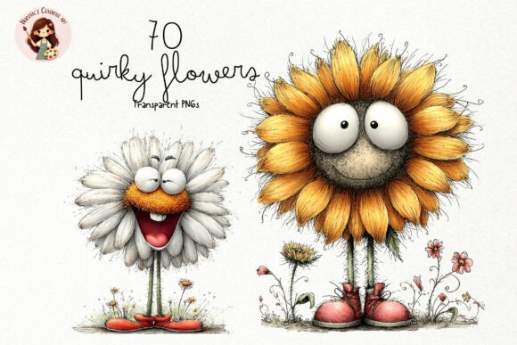 Download Quirky Flowers PNG Clipart - K Collection