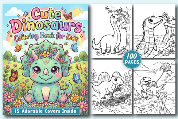 Download CUTE Dinosaurs Coloring PAGES for Kids - K Collection