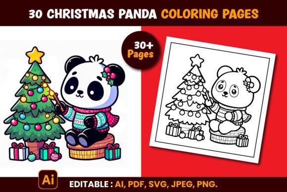 Download Christmas Panda Coloring Pages for Kids - K Collection