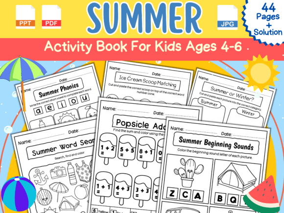 Download Summer Activity Book for Kids Ages 4-6 - K Collection