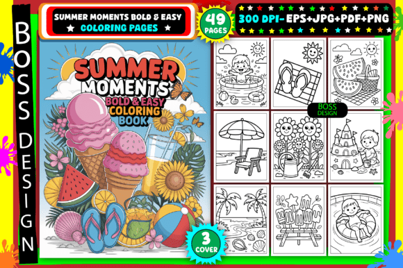 Download Summer Moments Bold &amp; Easy Coloring Book - K Collection