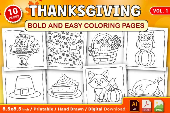 Download Thanksgiving Bold &amp; Easy Coloring Pages - K Collection