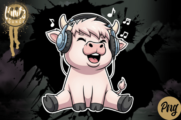 Download Cute Music Loving Cow Cartoon Kawaii - K Collection