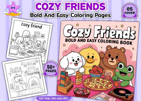 Download Cozy Friends Bold and Easy Coloring Book - K Collection