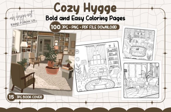 Download Cozy Hygge Bold and Easy Coloring Pages - Coloring Collection