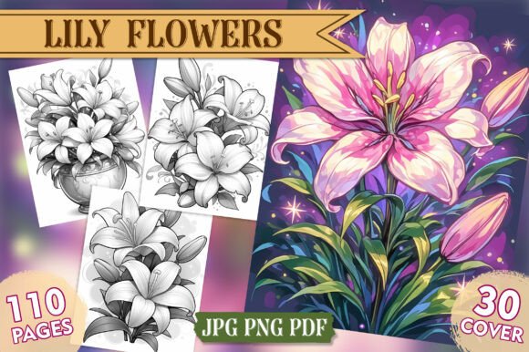 Download Lily Flowers Coloring Pages, Vol- 01 - Coloring Collection