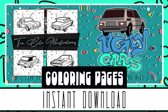 Download Ugly Car Coloring Book 10 Pages for All - K Collection