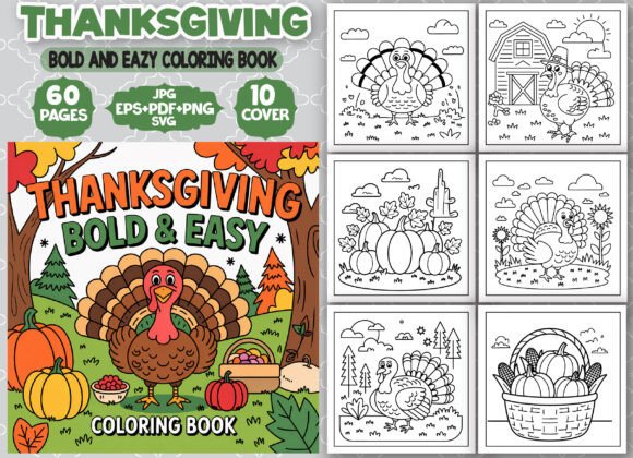 Download Thanksgiving Bold and Easy Coloring Book - K Collection