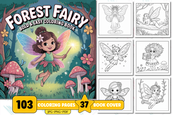 Download Forest Fairy Bold &amp; Easy Coloring Book - K Collection
