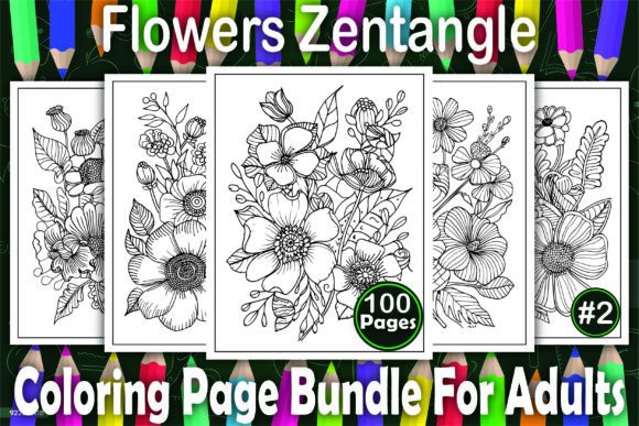 Download Flowers Zentangle Coloring Book Pages - K Collection