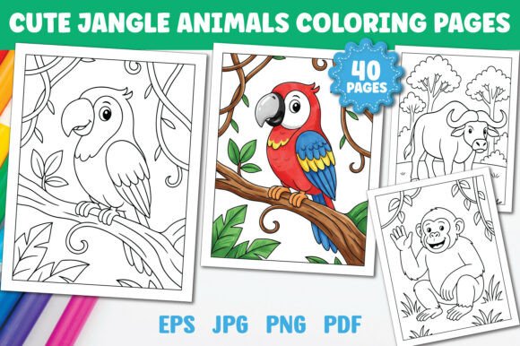 Download Cute Jungle Animals Coloring Pages Kids - K Collection