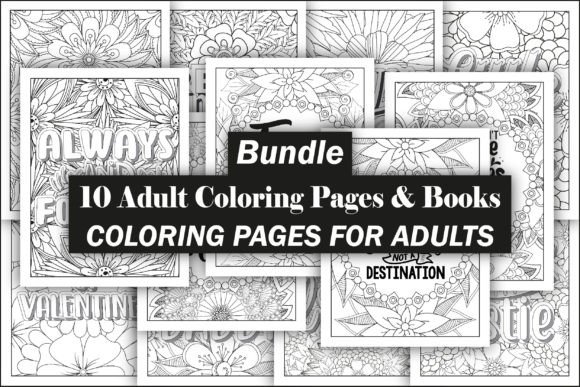 Download 10 Adults Coloring Pages &amp; Books Bundle - K Collection
