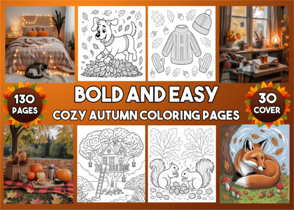 Download Bold and Easy Cozy Autumn Coloring Pages - Coloring Collection