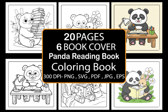 Download Panda Reading Book Coloring Book - K Collection