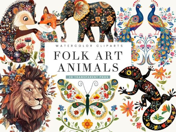 Download Whimsical Folk Art Animals Bundle - K Collection