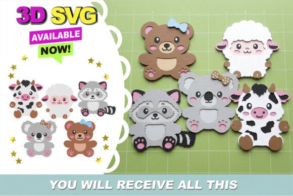 Download Stuffed Animals Kawaii 3D SVG - K Collection