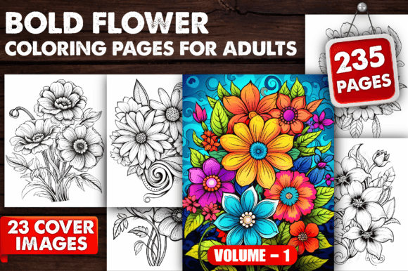 Download Bold Flower Coloring Pages for Adults V1 - Coloring Collection
