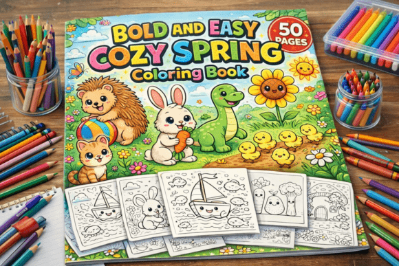 Download Bold and Easy Cute Spring Coloring Book - K Collection