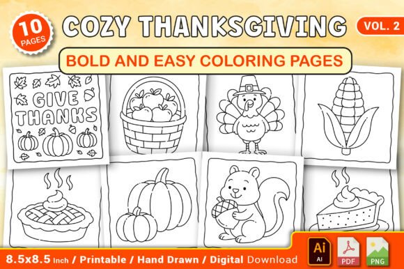 Download Thanksgiving Bold &amp; Easy Coloring Pages - K Collection