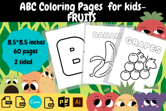 Download ABC Coloring Pages for Kids Fruits - K Collection