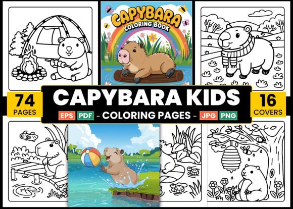 Download Capybara Kids Coloring Book Pages - K Collection