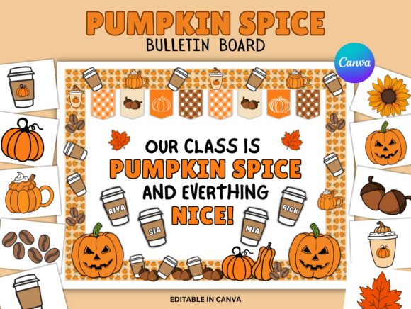 Download Pumpkin Spice Bulletin Canva Board - K Collection