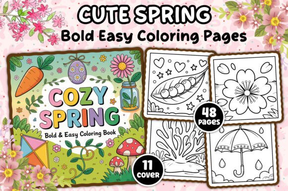 Download Cute Spring Bold and Easy Coloring Book - K Collection