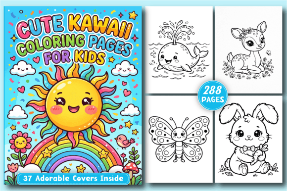 Download 288 Cute Kawaii Coloring Pages for Kids - K Collection