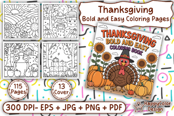 Download Thanksgiving: Bold &amp; Easy Coloring Pages - K Collection