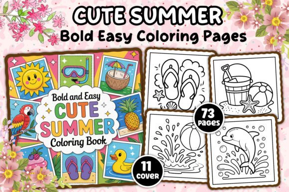 Download Bold and Easy Cute Summer Coloring Book - K Collection