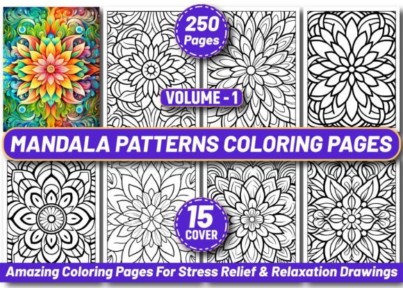 Download 250 Mandala Patterns Coloring Pages KDP - K Collection