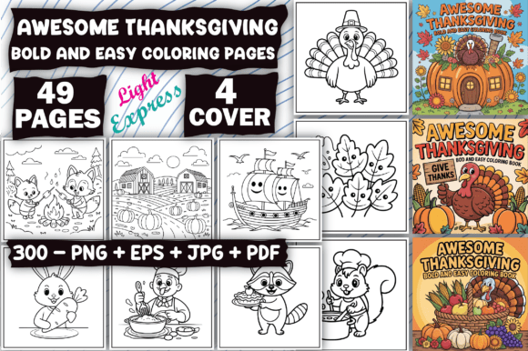 Download Awesome Thanksgiving Coloring Book - K Collection