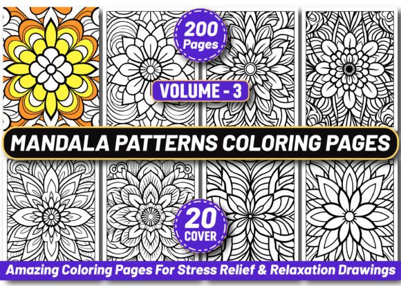 Download 200 Mandala Patterns Coloring Pages KDP - K Collection