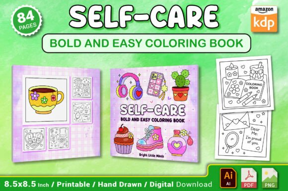 Download Self Care Bold and Easy Coloring Book - K Collection