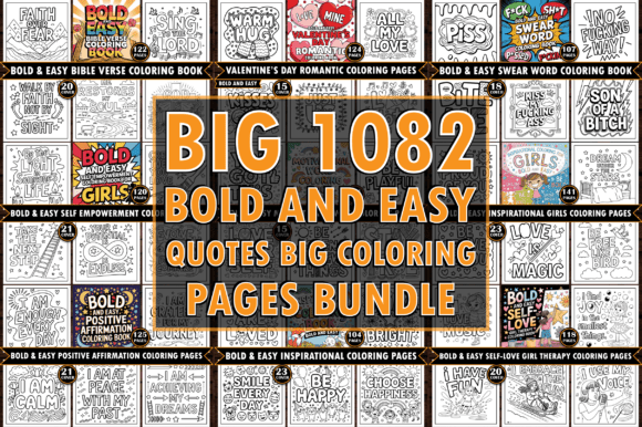 Download ADULT Bold &amp; Easy Quotes Coloring Page Bundle - Coloring Collection