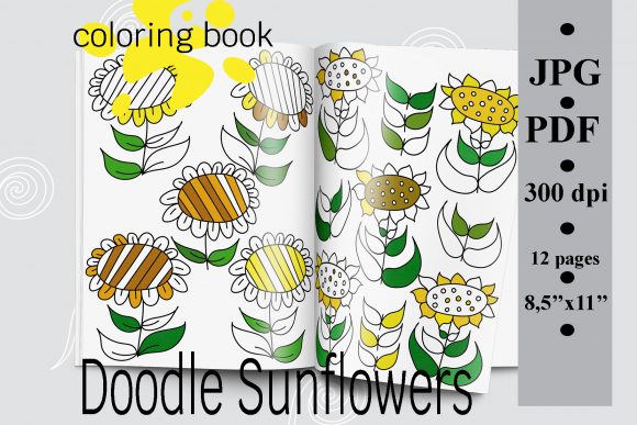 Download Doodle Sunflowers Coloring Book PDF - K Collection