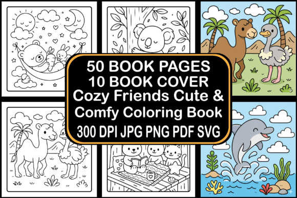 Download Cozy Friends Cute &amp; Comfy Coloring Book - K Collection