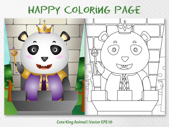 Download A Cute Panda King - Coloring Page - K Collection