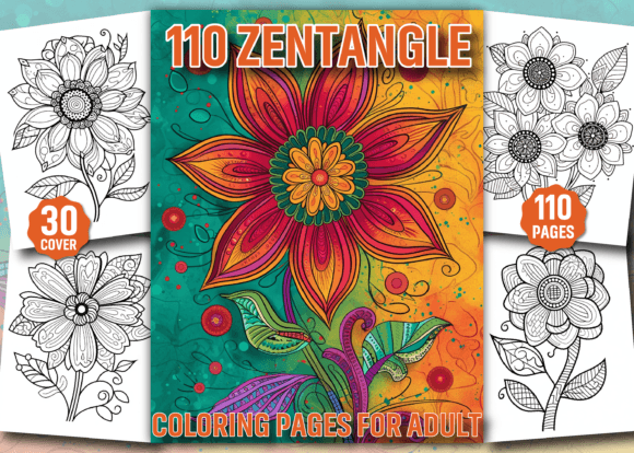 Download 100+ Flowers Zentangle Coloring Book - K Collection