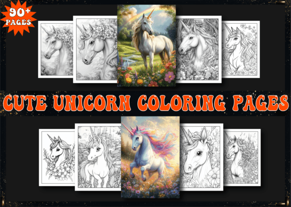 Download Cute Unicorn Coloring Book for Adults - K Collection