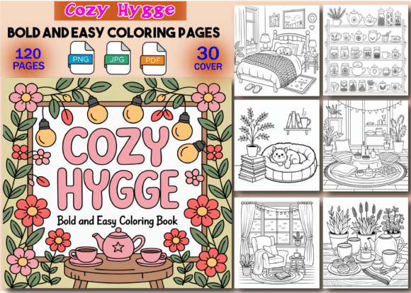 Download Cozy Hygge Bold and Easy Coloring Pages - Coloring Collection