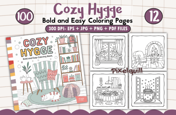 Download Cozy Hygge Bold and Easy Coloring Pages - Coloring Collection