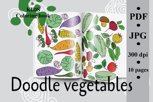 Download Doodle Vegetables Kids Coloring Book - K Collection