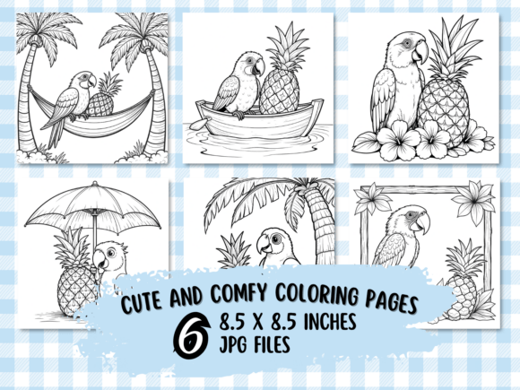 Download Tropical Birds Pineapple Coloring Fun - Coloring Collection